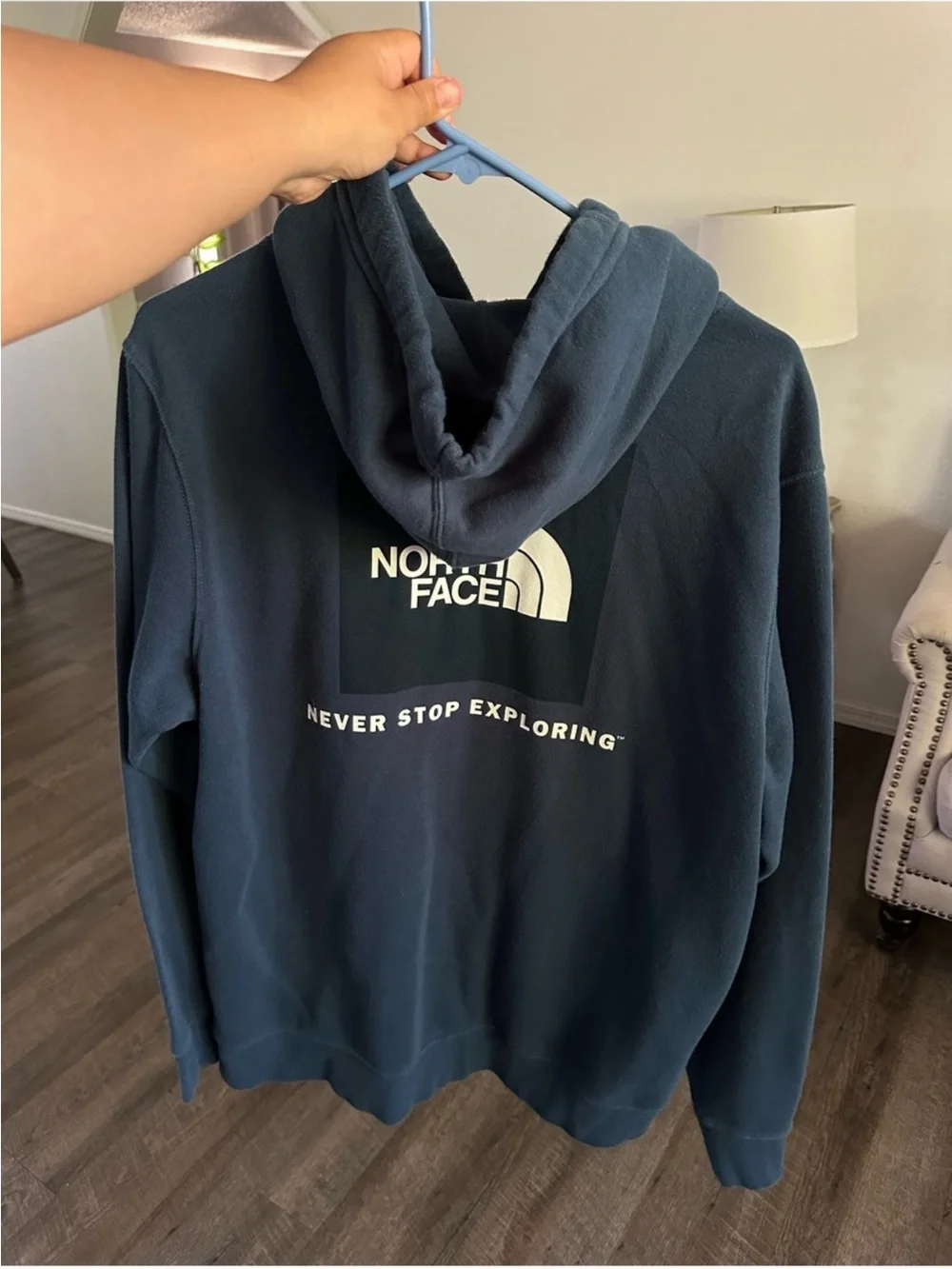 The North Face Men's Navy Blue Logo Zip-Up Hoodie